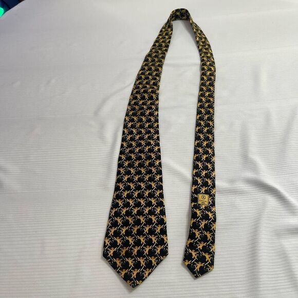 CHANEL PARIS Classic Luxury Black Cherub Angel Necktie 100% Silk Made in Italy - Picture 1 of 9